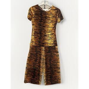 VTG 90s Victoria’s Secret Pajamas Tiger Satin Velour *Read Sz Small Animal Print